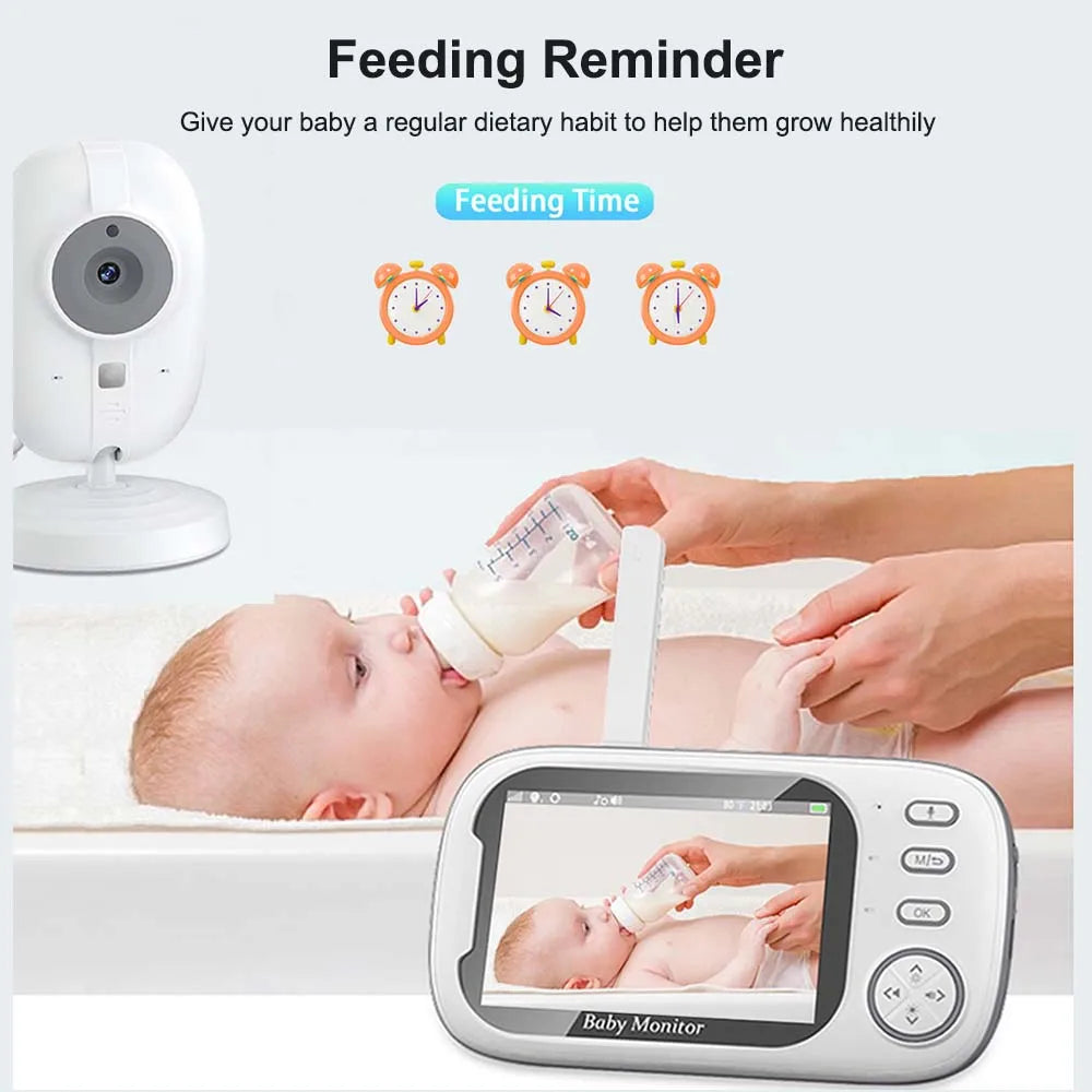 3.5'' Video Baby Monitor 2.4G Mother Kids Two-Way Audio Night Vision Video Surveillance Cameras with Temperature Display Screen