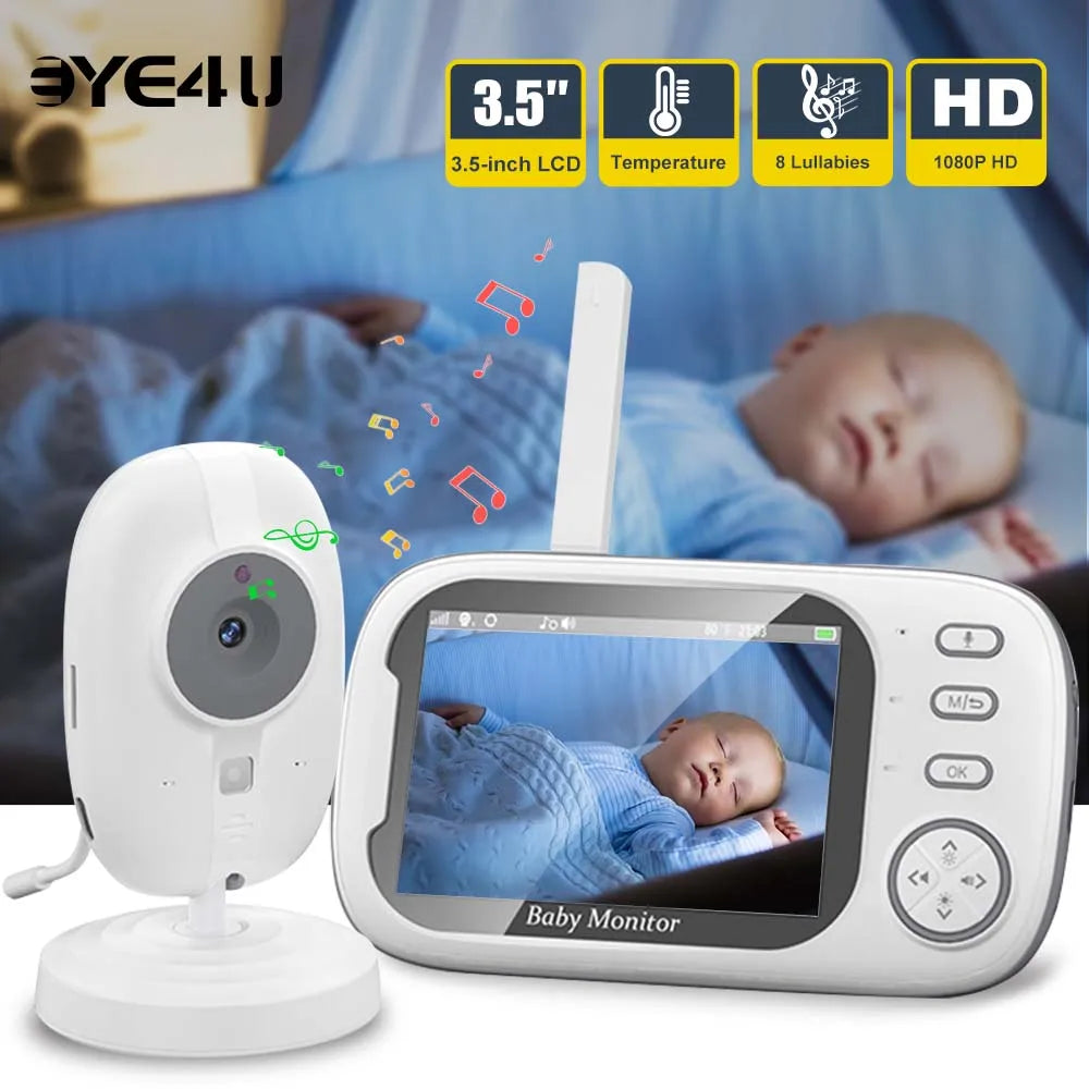 3.5'' Video Baby Monitor 2.4G Mother Kids Two-Way Audio Night Vision Video Surveillance Cameras with Temperature Display Screen