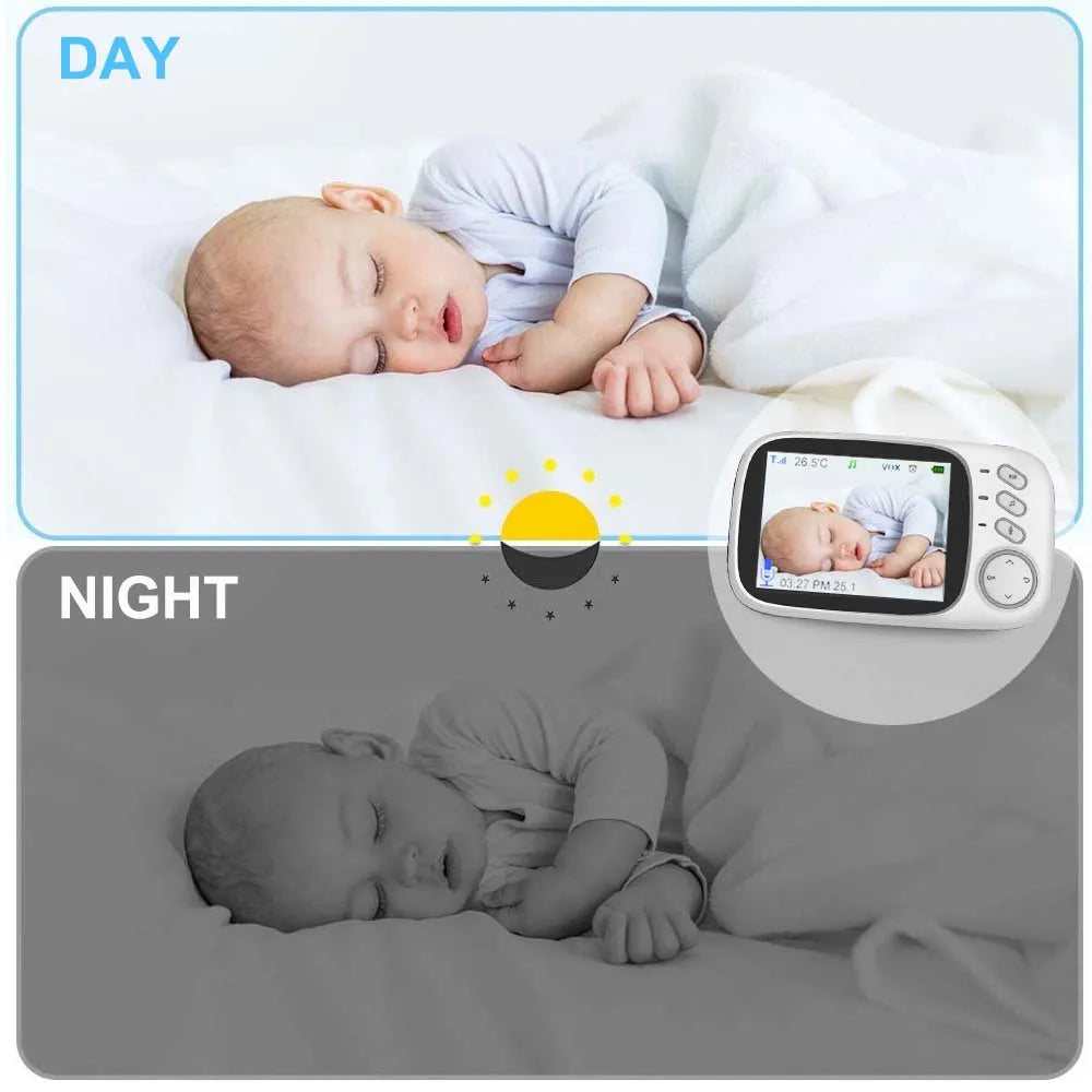 3.5'' Video Baby Monitor 2.4G Mother Kids Two-Way Audio Night Vision Video Surveillance Cameras with Temperature Display Screen