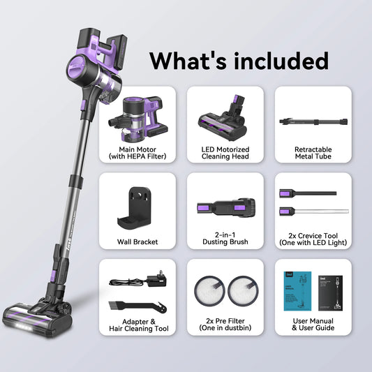 S10 Cordless Vacuum Cleaner, 6-In-1 Stick Vacuum with 30Kpa 350W Suction, Max 50 Min Runtime Rechargeable Vacuum Cleaner