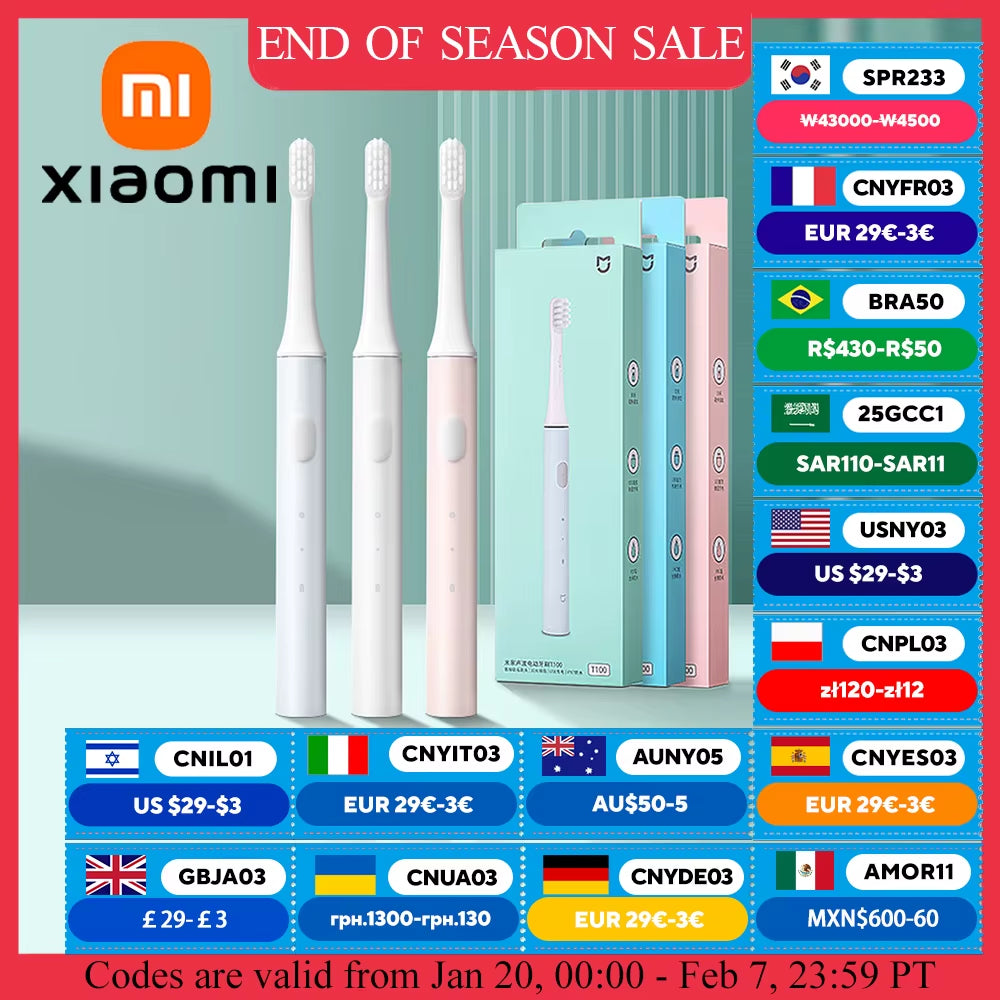 MIJIA T100 Sonic Electric Toothbrush Cordless USB Rechargeable Toothbrushes Waterproof Ultrasonic Automatic Tooth Brush